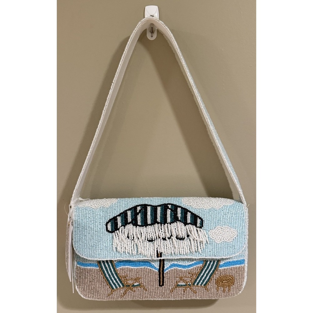 NEW RELEASE Made In India Beaded Umbrella With Fringe Beach Chair Bag NWT